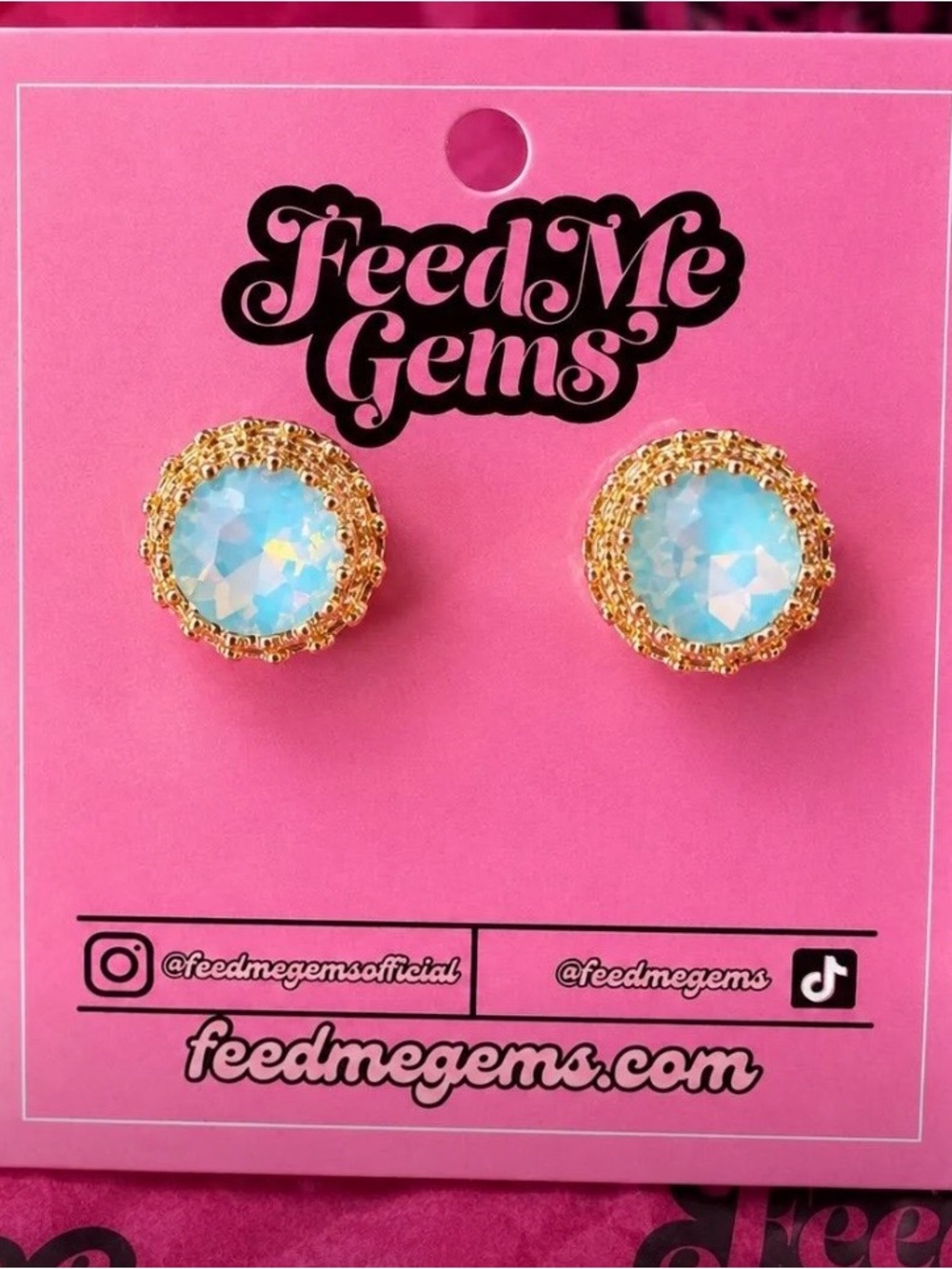 Feed Me Gems Blue Opal Queen Studs